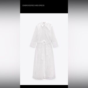 Zara White Embroidered Dress